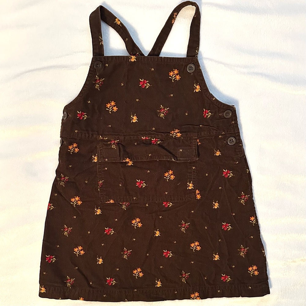Vtg Gymboree 1999 Rainbow Tag Autumn Berries Corduroy Floral Overall Dress 3-4T